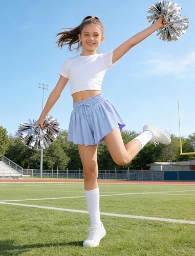 Image of Girls Butterfly Shorts Athletic Flowy Cheer Dance Skorts Teen | Gymnastics Tennis Skirts Running Tween Flutter Sports Workout Youth 2 in 1 Gym Preppy Clothes Tumbling Outfis Kids 6-14Y