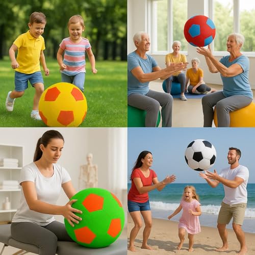 BURI XXL Meshball Riesenball 50cm groß | weicher Netzball Spielball aufblasbar | Stoffball Mesh Ball für Kinder, Erwachsene & Senioren | Sportball Gymnastikball Bewegungsball (Rot/Blau)