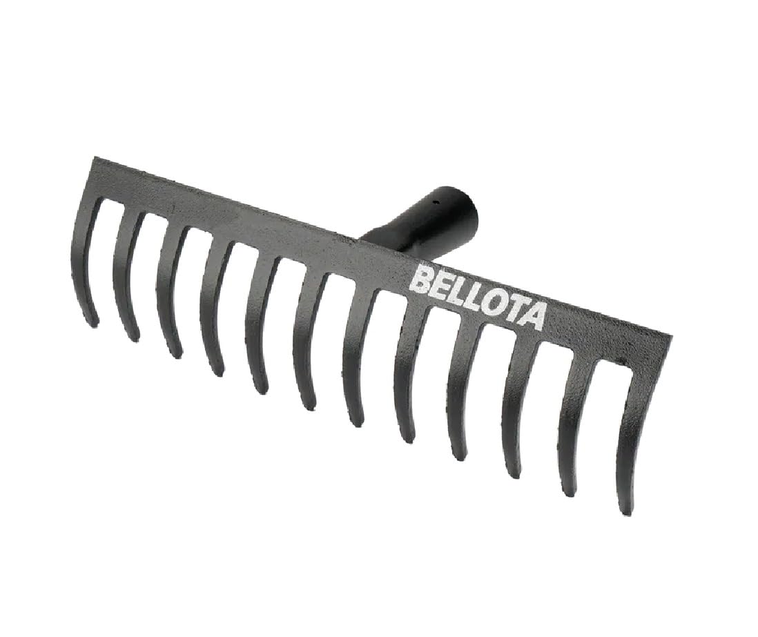 Bellota 951-12 - Rastrello da Giardino con 12 Denti - Testa di Acciaio - Rastrello di Media Intensità per Giardinaggio - Manico Non Incluso