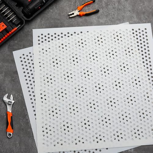 Image of DoubleFill 2 Pack 2' x 2' Plastic Perforated Tiles with 3 /8 inch Holes 24 inch x 24 inch White Drop Ceiling Tiles Plastic Ceiling Grid Covers
