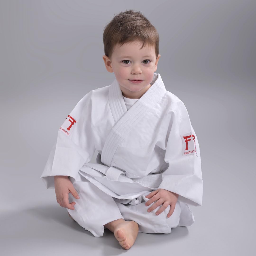 Kimono judo infantil de tela (185 g, algodón de alta calidad, talla 110 cm)