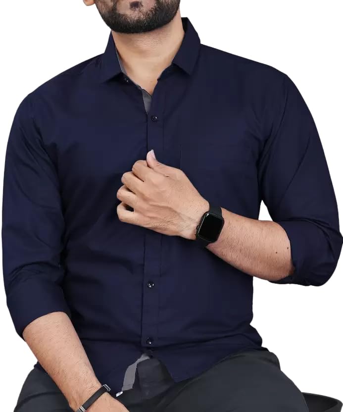 Image of Tee Projekt Premium Plain Cotton Shirt for Men | Cotton Shirt | Casual Shirt | Solid Shirt | Full Sleeves | Formal Shirt
