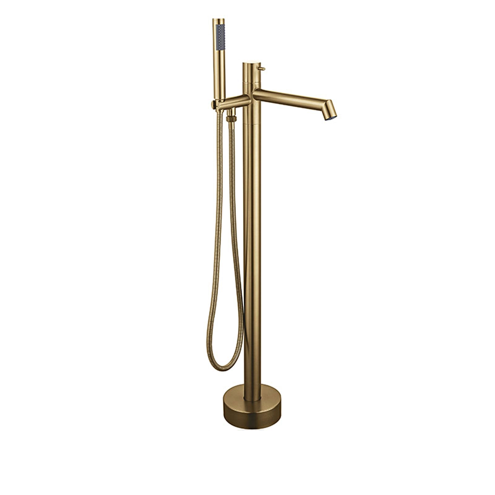 HADECOLL Modern Freestanding Bathtub Faucet Floor Mount Tub Filler Brass Standing Shower Faucet With Swivel Spout And Handle Gray,Brushed Gold