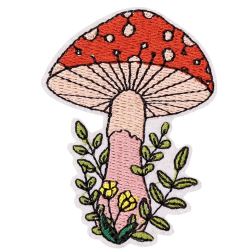 AAVEDGE Mushroom Patch, Mushroom Patches Iron On, Embroidered Fabric Appliqué, Red DIY Durable Boho Iron On Patches for Clothing, Clothes, Jeans, Backpacks, Jackets, Denim, Hats & Bags