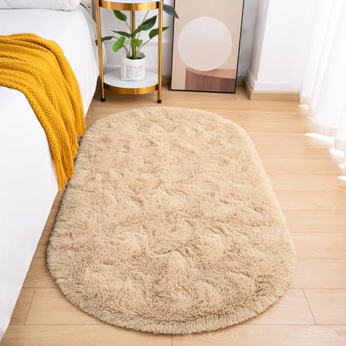 Tapete Ovalado Beige para Dormitorio 2.6 x 5.3 pies miniatura 1