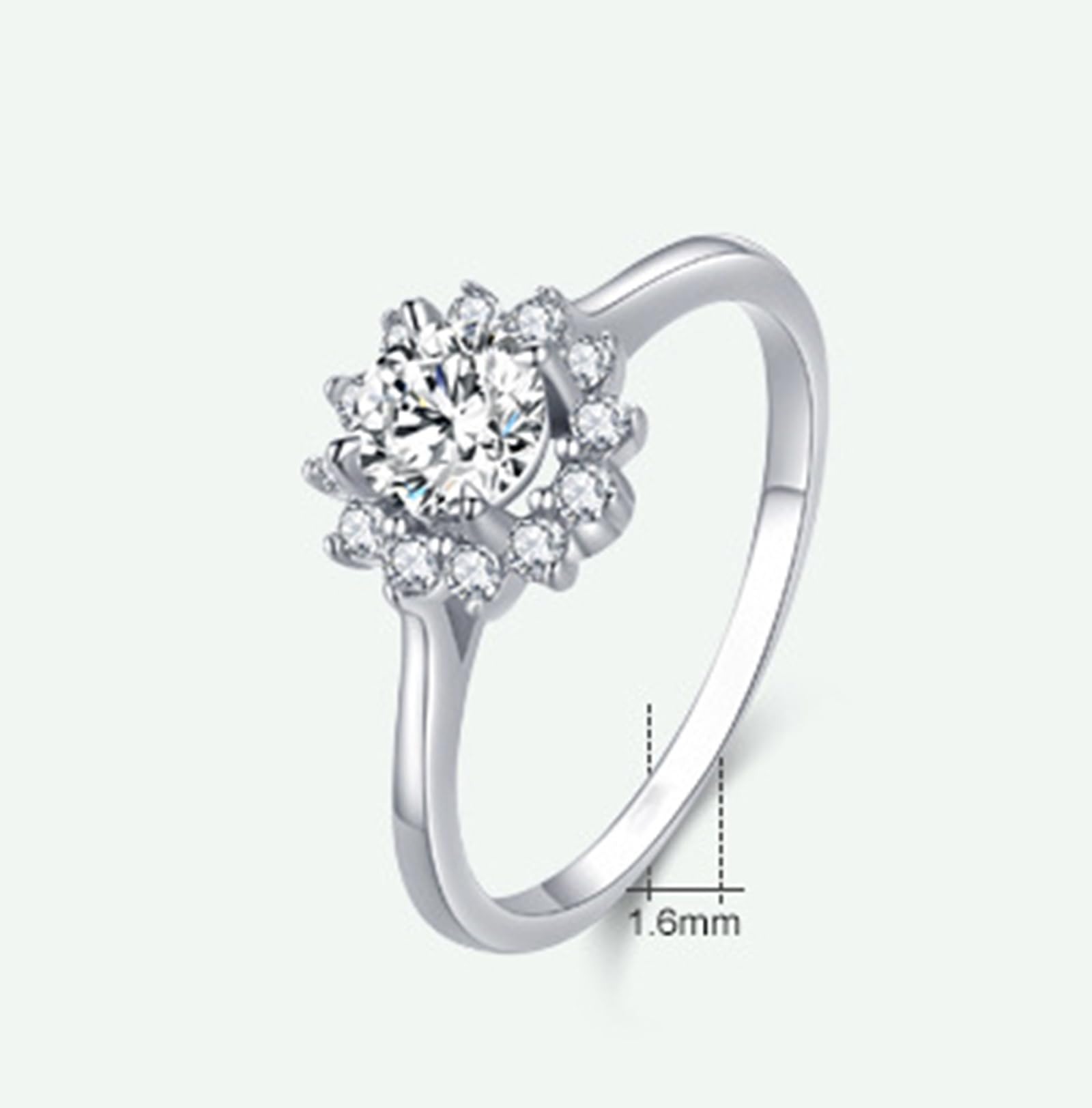 Anillo de oro real para mujer, anillo de boda con 1 ct Moissanite Halo, anillo de compromiso de oro blanco para mujer