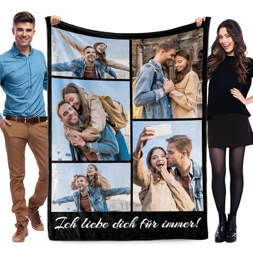 WMDIY Personalisierte Decke mit Foto, Kuscheldecke mit Foto Schreibstil...