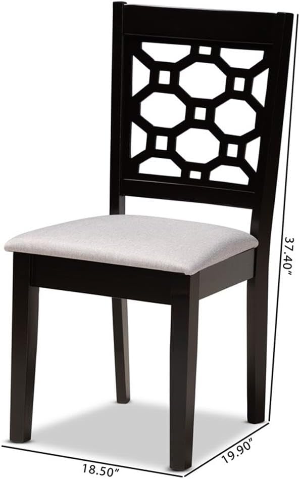 BOWERY HILL 4-Piece Dining Chair Set, Oak and Rubberwood Construction, Grey and Brown Finish, Polyester Upholstery with Foam Padding, Cut-Out Back Design, Modern Style for Dining Room