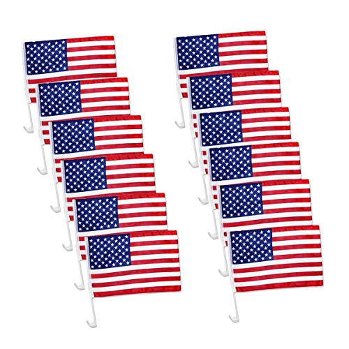 12 Pack US American Patriotic Decoration Car Window Clip USA Flag 17