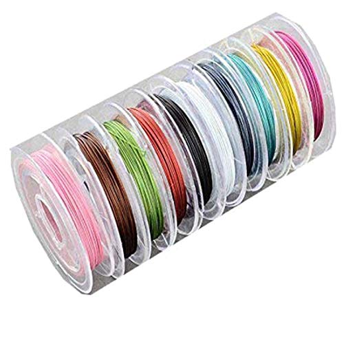 Image of DIY Crafts Pack Of 2 Rolls, Shade No # 3, Rolls 0.38 mm Diameter 148-164 ft Tiger Tail Beading Wires Bright Bead Stringing Wire(Pack Of 2 Rolls, Shade No # 3)