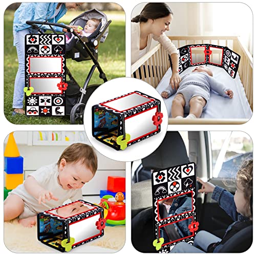 Tummy Time Floor Mirror With Teethers, Double-Sided Baby Mirror Black And White High Contrast Baby Toys For Babies, Baby Montessori Toys Crawling Developmental Newborn Infant Sensory Toys (A-Mirror) #TOP6