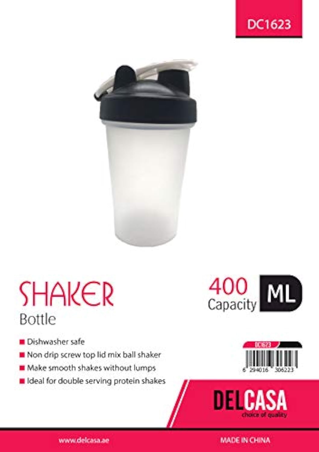 400ML Shaker Bottle - Protein Shaker Screw Top 100% Leak Proof Drinks Bottle 400ML - Diet Shaker - Water Bottle, Dc1623, Multicolor