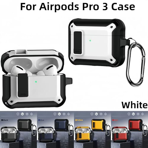 Image of Meyaar for AirPods Pro 3 Case, Clear Magnetic Automatic Lock Cases with Phone Stand with Keychain Case for Airpod Pro 3 for Men & Women (Lock White)