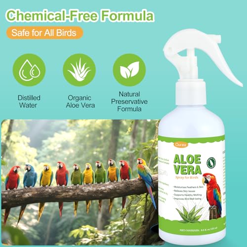 Aloe Vera Bird Spray, Moisturizes Feathers Soothes Dry Itchy Skin, Supports Molting Healthy Plumage, Prevent Feather Plucking Gentle Care, Safe Effective for Parrots Finches All Birds, Odor-Free - Image 3