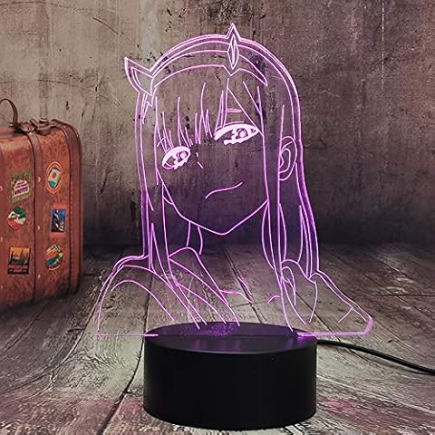 Jinlycoo Zero Two Figure Anime Lampe Nachtlicht Manga LED Nachtlampe Multicolor Wechsel USB Batterie Tisch Lampara Kinder Kind Mädchen Schlafzimmer Dekor Licht Manga Spielzeug Cover