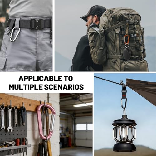 Image of 12PCS Carabiner Keychain Clip - 3 inch Aluminum Caribeener Key Clip,D Ring Shape Nonlocking Carabeaner Hook Buckle,Multi-Function Spring Snap Key Clips Tool for Home,Camping,Hiking,Traveling,Backpack