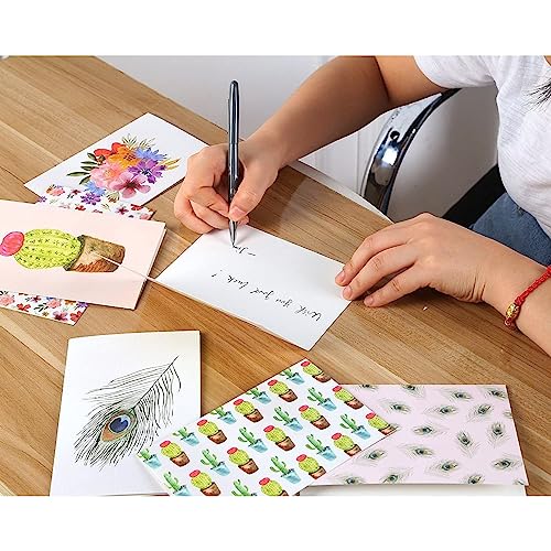 48-Pack All Occasions Cards With Envelopes, 6 Watercolor Floral Peacock Feather Designs, Blank Insides For Anytime, Birthdays, Wedding, 4X6 #TOP2