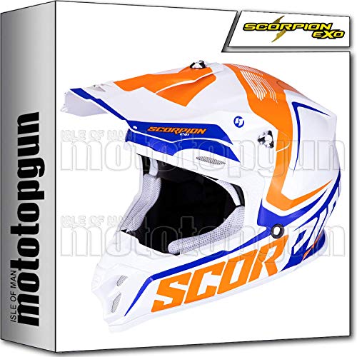 SCORPION 46-267-223 CASCO MOTO CROSS VX-16 AIR ERNEE PERLA BIANCO-ARANCIO-BLU L