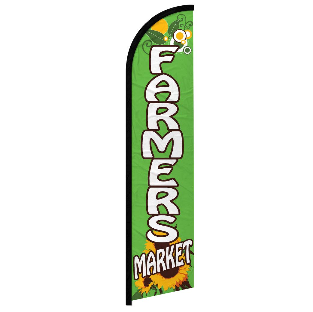 Infinity Republic - Farmers Market Windless Full Sleeve Banner Swooper Flag - Perfect for Businesses, Farmers Markets, Local Produce, Stores, etc!