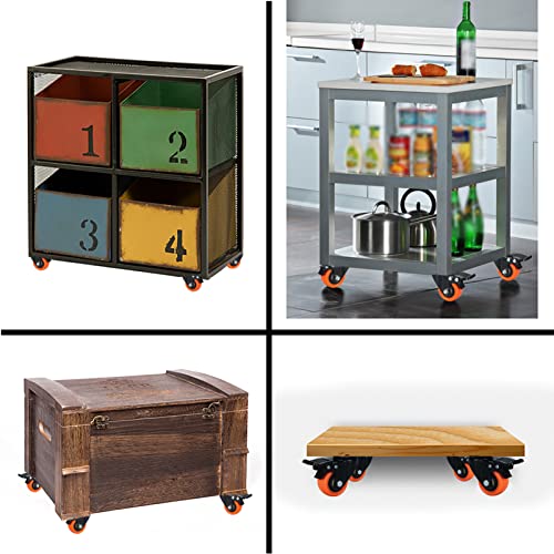 Image of 2 inch Caster Wheels Set of 32, Heavy Duty Casters with Brake, No Noise Locking Casters with Orange Polyurethane (PU) Wheels, Swivel Plate Castors Pack of 32