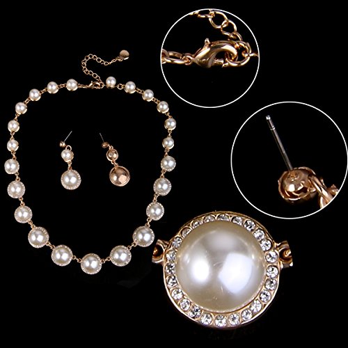 EVER FAITH Mutters' Kristall Simulierte Perle schicke Halskette Ohrringe Armband Set Silber-Ton