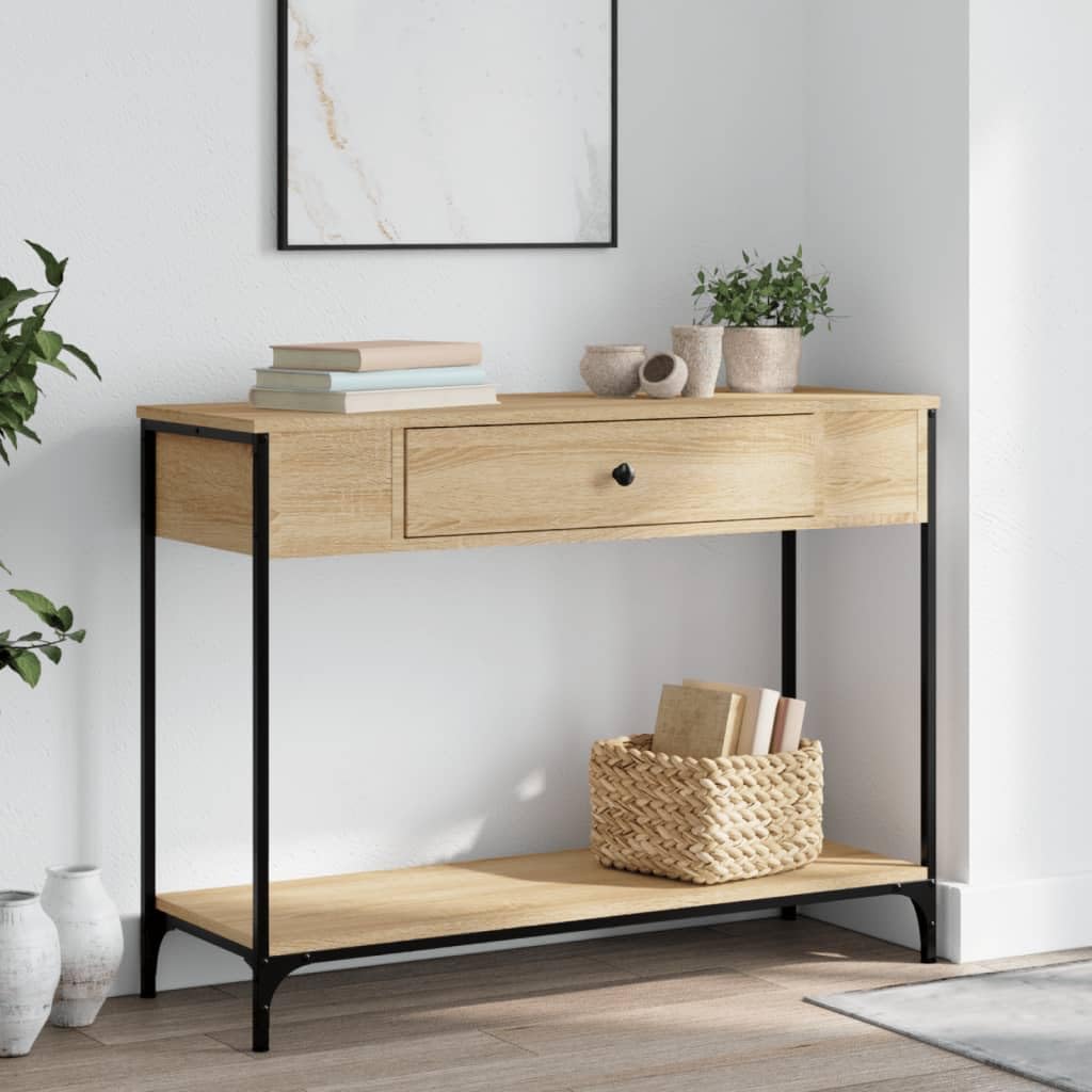 LAPOOH Consola de Madera de Ingeniería Roble Sonoma 100x34,5x75 cm - Mesa de Entrada, Recibidor Estrecha, Centro Salón, Auxiliar, Mueble Entrada - 834161