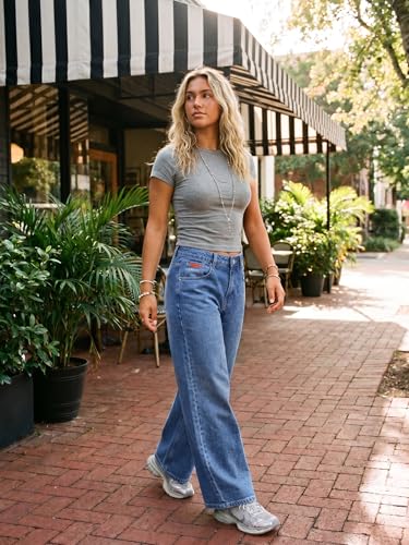 Image of EMMIOL Women Hip Hop 90s Vintage Baggy Jeans Denim Pants Mid Waist Jeans