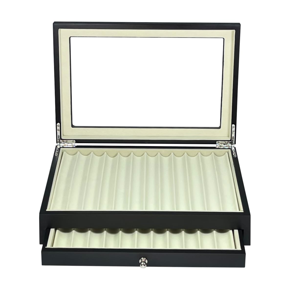 MR Maestro Relojero - Vitrina Colección para 23 Estilográficas | Caja Organizadora de Estantería | Almacenamiento Plumas, Lapiceros | Bolígrafos Bonitos | Caja para Colección Black