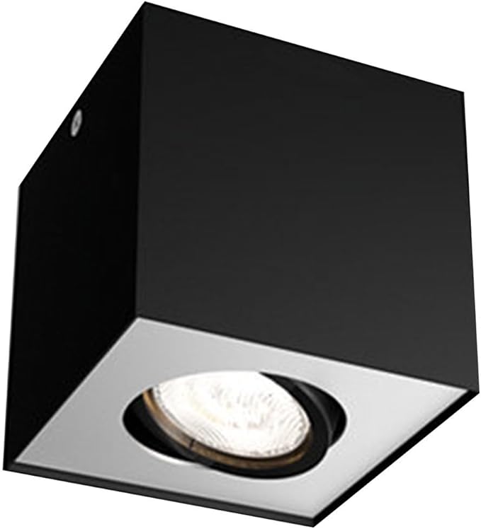 Philips Philips Box opbouwspot 1-lichts - Zwart - Kubusvormig - Dimbaar - Draaibare spot - Geïntegreerde LED-lamp