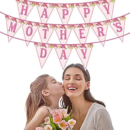 Cartel de feliz día de la madre con flores rosas, decoración del día de la madre, suministros para el día de la madre, regalo para fiestas, accesorios para fotos