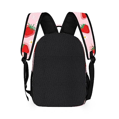 Cute Strawberry Backpack, Casual Lightweight Laptop Bag, Classic Shoulders Backpack Cool Daypack with Multiple Pockets (Strawberry & Daisy)2