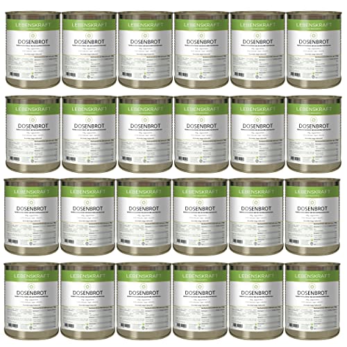 Lebenskraft Dosenbrot, Vollkornmischbrot, mit Sonnenblumenkernen, 24 x 400g Dose, lang haltbar, ohne Hefe, vegan, laktosefrei