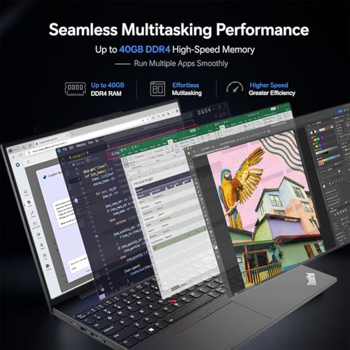 Image of Lenovo ThinkPad AI Laptop, 16 inch WUXGA IPS Display, 13th Gen Intel Core i5-1335U(>i7-1255U), 40GB RAM, 1TB SSD, Backlit KB, Fingerprint Reader, Ethernet Port, Win 11 Pro, MS 365 Web Access