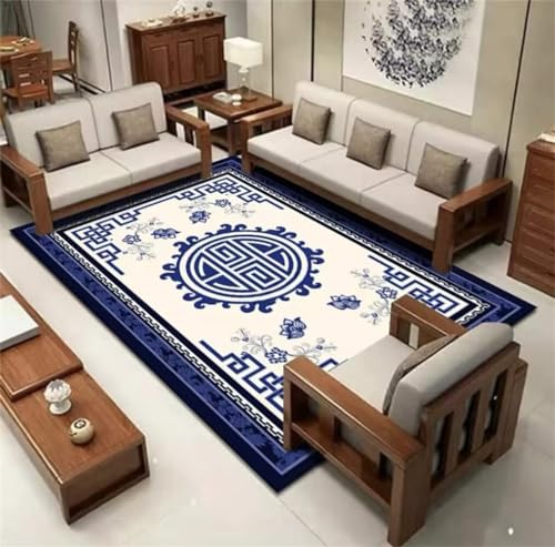 DJHWWD BLU Alfombras Online Alfombra de salón Lavable con Estampado Oriental Alfombras De Salon 200x200CM