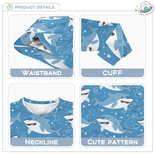 JUNZAN Cute Shark Stars Bubbles Blue Little Kids Sweatshirts Hoodies Fleece Sweatshirt With Hoodie Sports 4T3