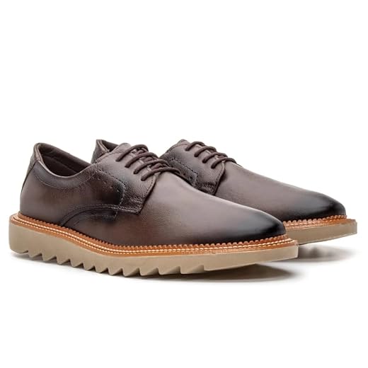 Sapato Oxford Masculino Social Loafer Solado Tratorado Design Moderno (Marrom, BR, Adulto, Numérico, 40)