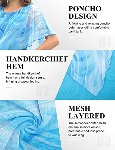 Cestyle Womens Flowy Blouses Dressy Casual Shirts Lightweight Mesh Poncho Tops3