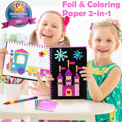 Image of FUNNYB&G Mess-Free Foil Art Craft for Girls Ages 4-10, Kids Birthday Gift