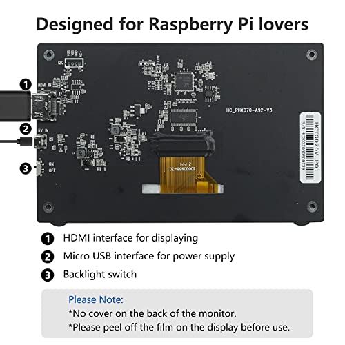 Image of HAMTYSAN Raspberry Pi Screen, 7 Inch Portable Monitor External Display 800x480 IPS Screen Small HDMI Monitor for Raspberry Pi 400 /4 /3 /2 /Zero /B /B+ Jetson Nano Win11 /10 /8 /7 (Non-Touch)