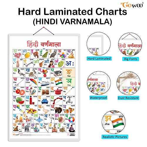 Image of GO WOO Combo of 2 Alphabet and Hindi Varnamala Educational Posters for Preschool Kids Classroom Study | Learning- Charts for Kids Learning (20 inchX30 inch Inches)