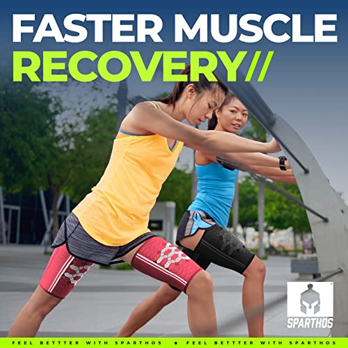 Image of Sparthos Thigh Compression Sleeves (Pair) - Quad and Hamstring Support - Upper Leg Sleeves for Men and Women - Made from Innovative Breathable Elastic Blend - Anti Slip