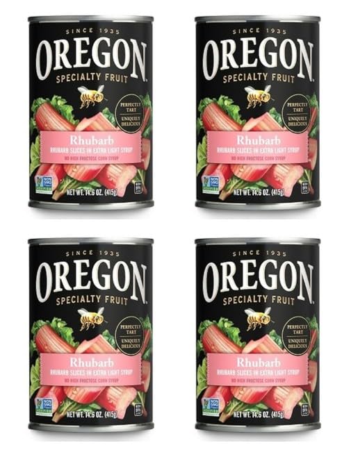 Oregon Rhubarb in Extra Light Syrup, 14.6 oz Cans, Pack of 4