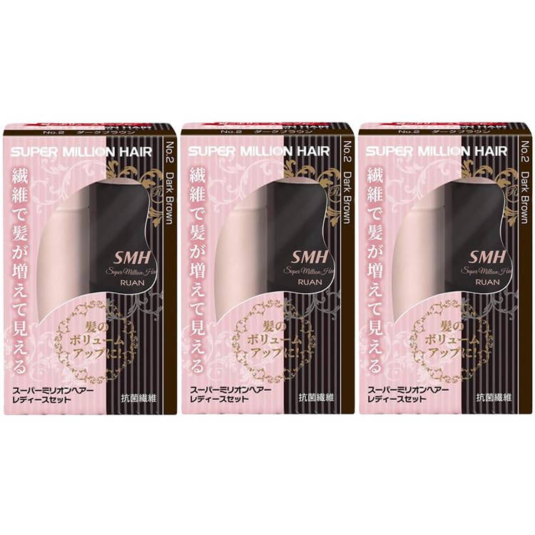 【3個セット】スーパーミリオンヘアー レディースセット No.2 ダークブラウン ＋ オリジナルロゴ入りシールつき