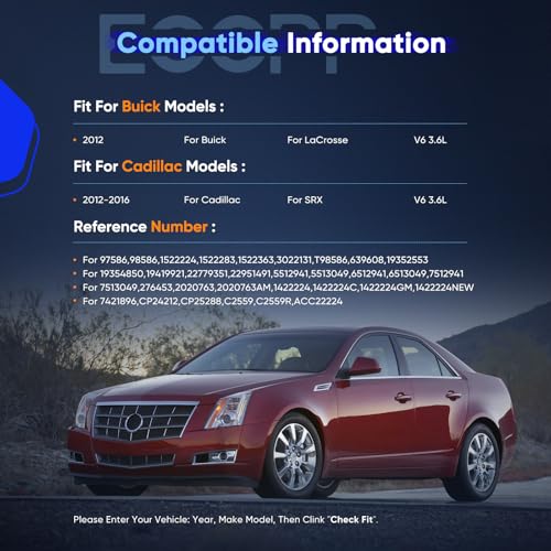 Image of ECCPP AC Compressor Direct Fit for Buick LaCrosse V6 3.6L 2012 | for Cadillac SRX V6 3.6L 2012-2016 97586,98586 Fast Cooling AC Compressor with Clutch Low Vibration Fuel Efficient