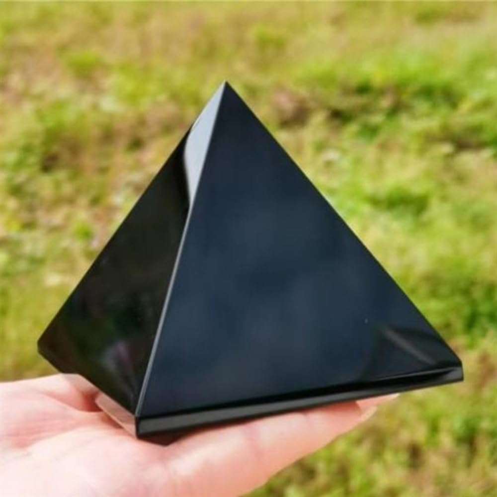 KatLin Natural Obsidian Pyramid Living Room Mineral Triangled Black Crystal Point Reiki Energy Stone Ornaments Desktop Decor Ornaments (Size : 7cm)