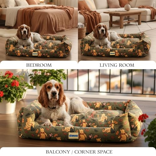 Image of SITSNOOZE XL Dog Bed (20 to 30kg) for Labrador, Golden Retriever, Husky - Orthopedic Sofa Mattress, Washable Heavy Duty Pet Lounger Cushion, Waterproof Non-Slip Calming Bed (Print 2, XL)