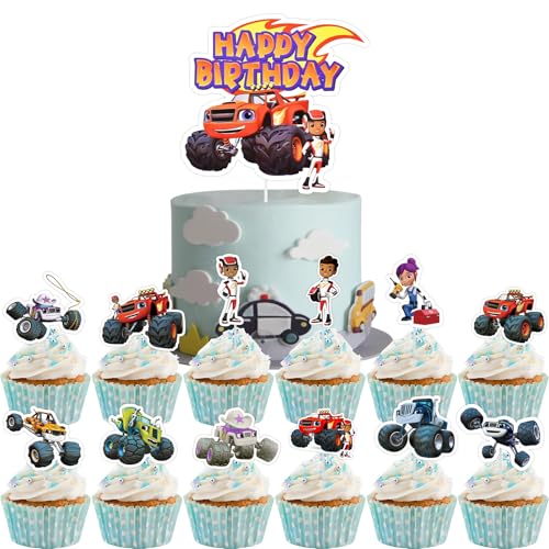 Décoration Gâteau Blaze, 13 Pcs Décoration Gâteau Voitures, Décorations Gâteaus Camion...