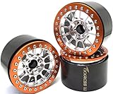 TxXrcss 200g Super Heavy Duty RC 2.2 Beadlock Wheels 1/10 Crawler Upgrade RC Wheel 4pcs Rims Hub for Axial SCX10 Trx4m (Silver Orange)