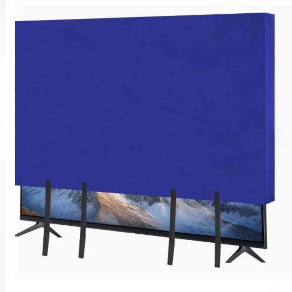 Copertura per televisore in feltro resistente ai graffi, con cinghie di sicurezza per schermi LED LCD al plasma per evitare danni alla polvere durante il trasferimento e lo stoccaggio, blu (190,5 cm)