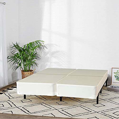 Nutan, 8-Inch Sturdy Split Box Spring for Mattress Support-Durable and Fully Assembled, Natural Wood Foundation for King(Fold), White